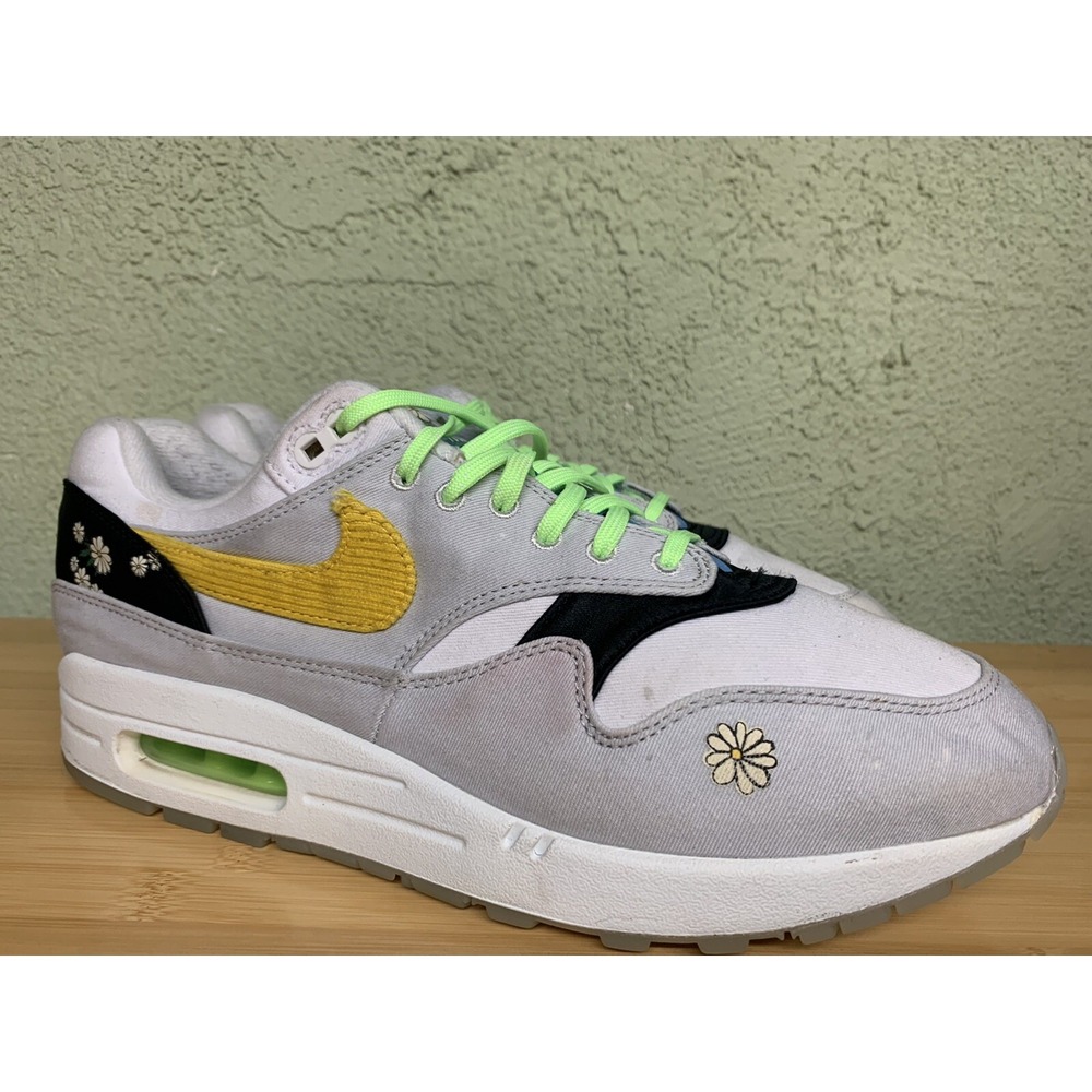 RARE 🚀 NIKE AIR MAX 1 DAISY WHITE YELLOW GREY BLACK NEON CW6031-100‎ Size 10
